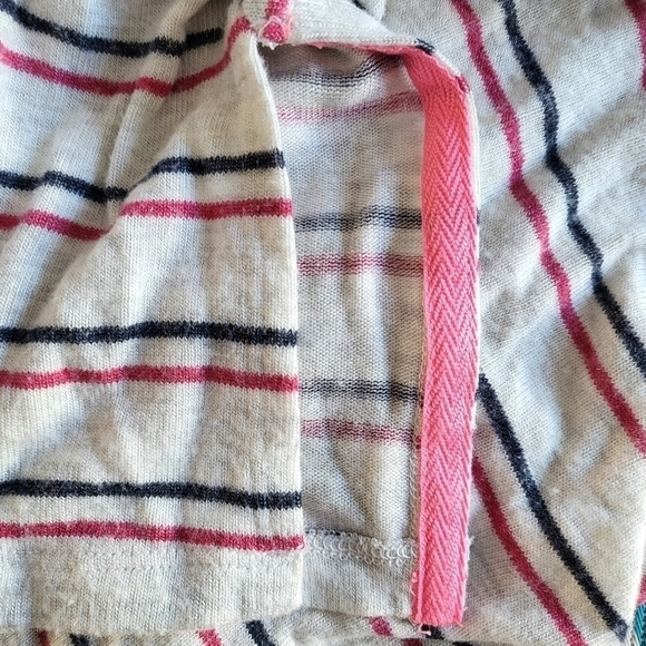 New Sundry Striped Navy/Pink Side Slits Crewneck Long Sleeve Pullover Sweatshirt - Picture 5 of 8